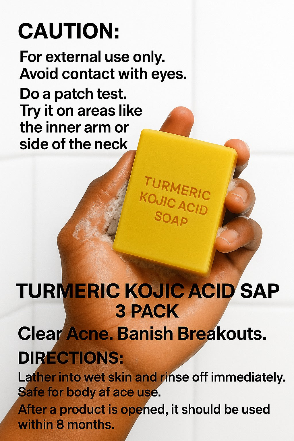 YS TUMERIC KOJIC ACID SOAP, Clear Acne. Banish Breakouts,for face and Body.